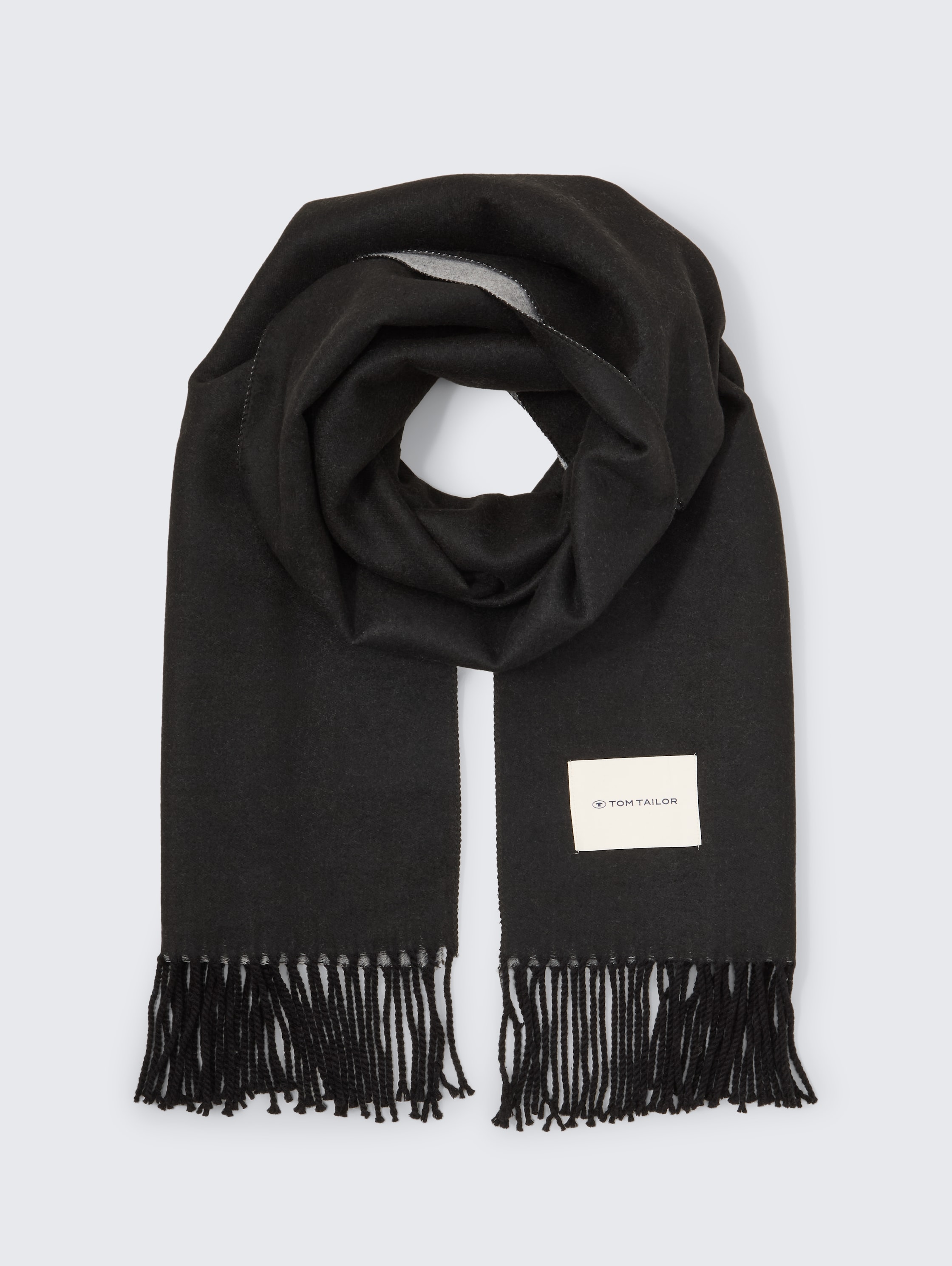 Scarf with Fringes - deep black - Front product view