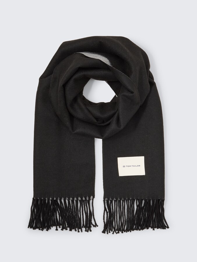 Scarf with fringes by Women, deep black