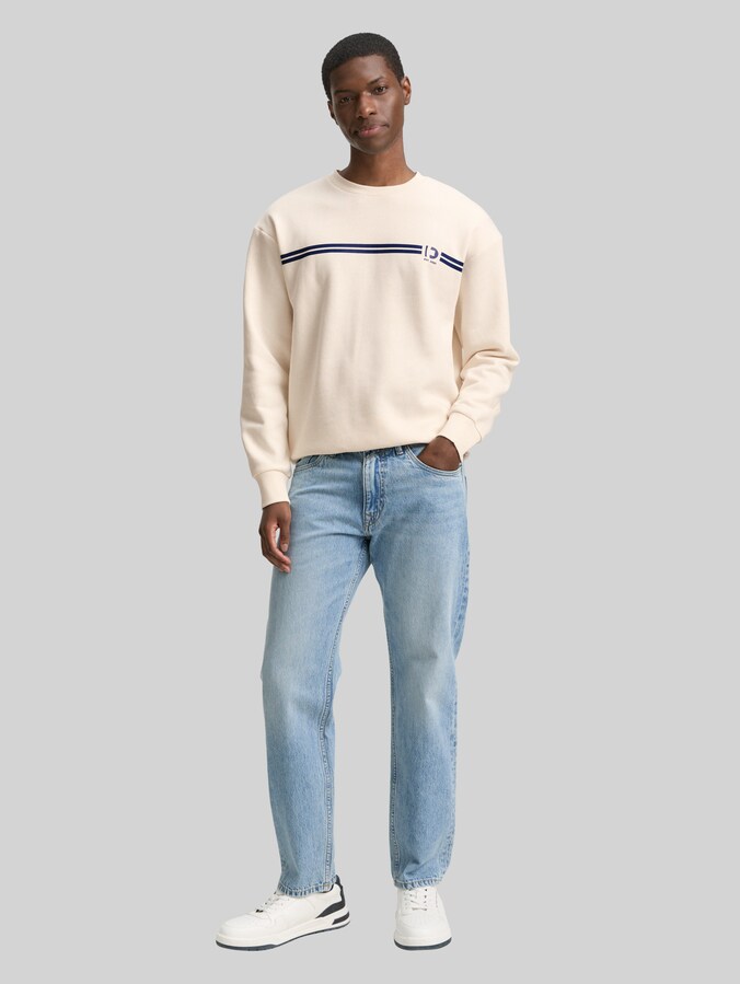 Crewneck Sweatshirt mit Print von Denim Male, Gardenia White