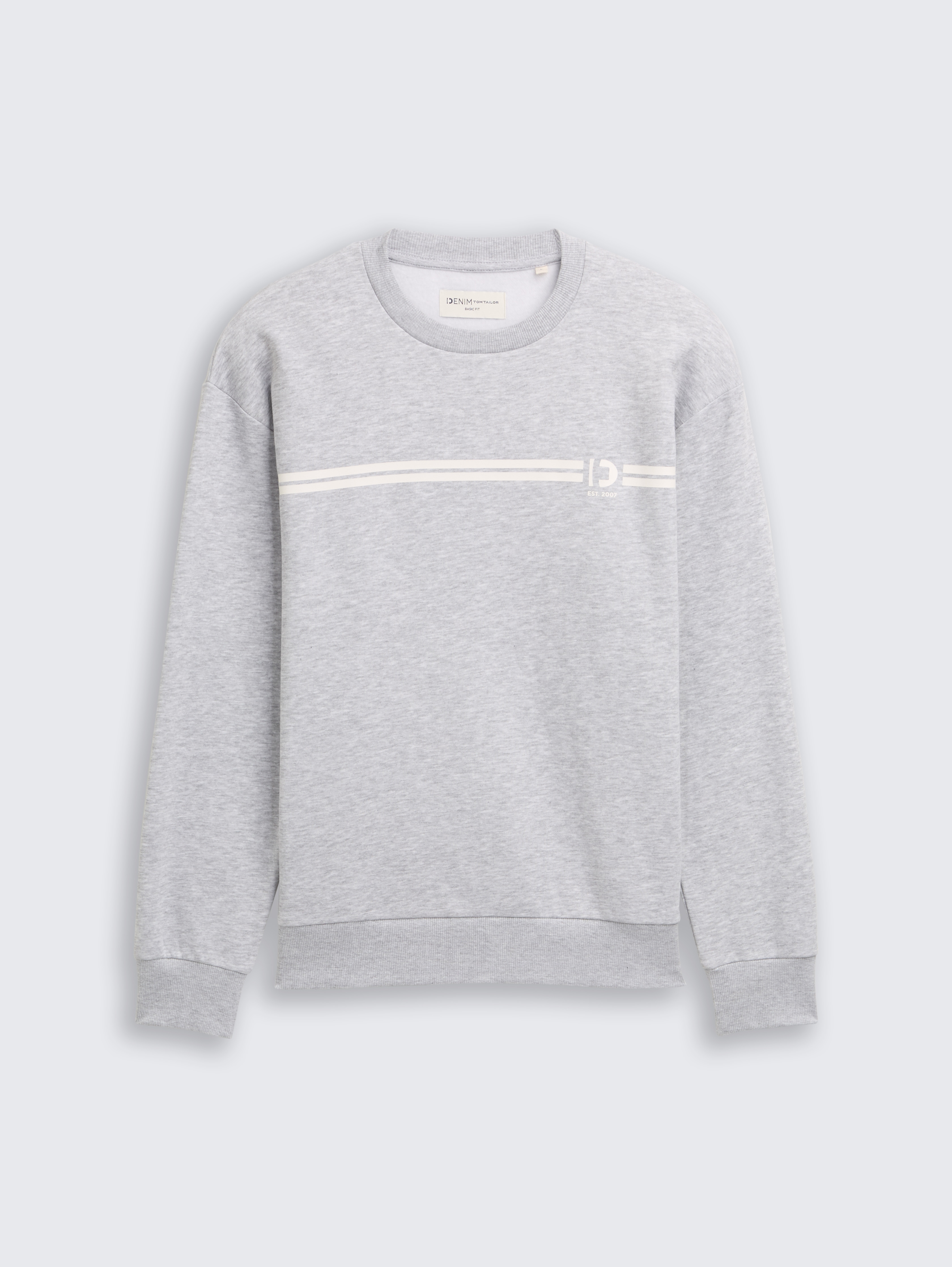 Crewneck Sweatshirt mit Print von Denim Male, Light Stone Grey Melange