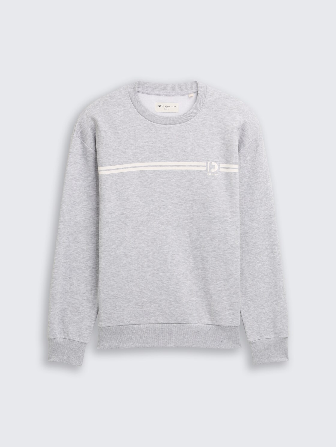 Crewneck Sweatshirt mit Print - Light Stone Grey Melange - Vorder-Produkt-Ansicht
