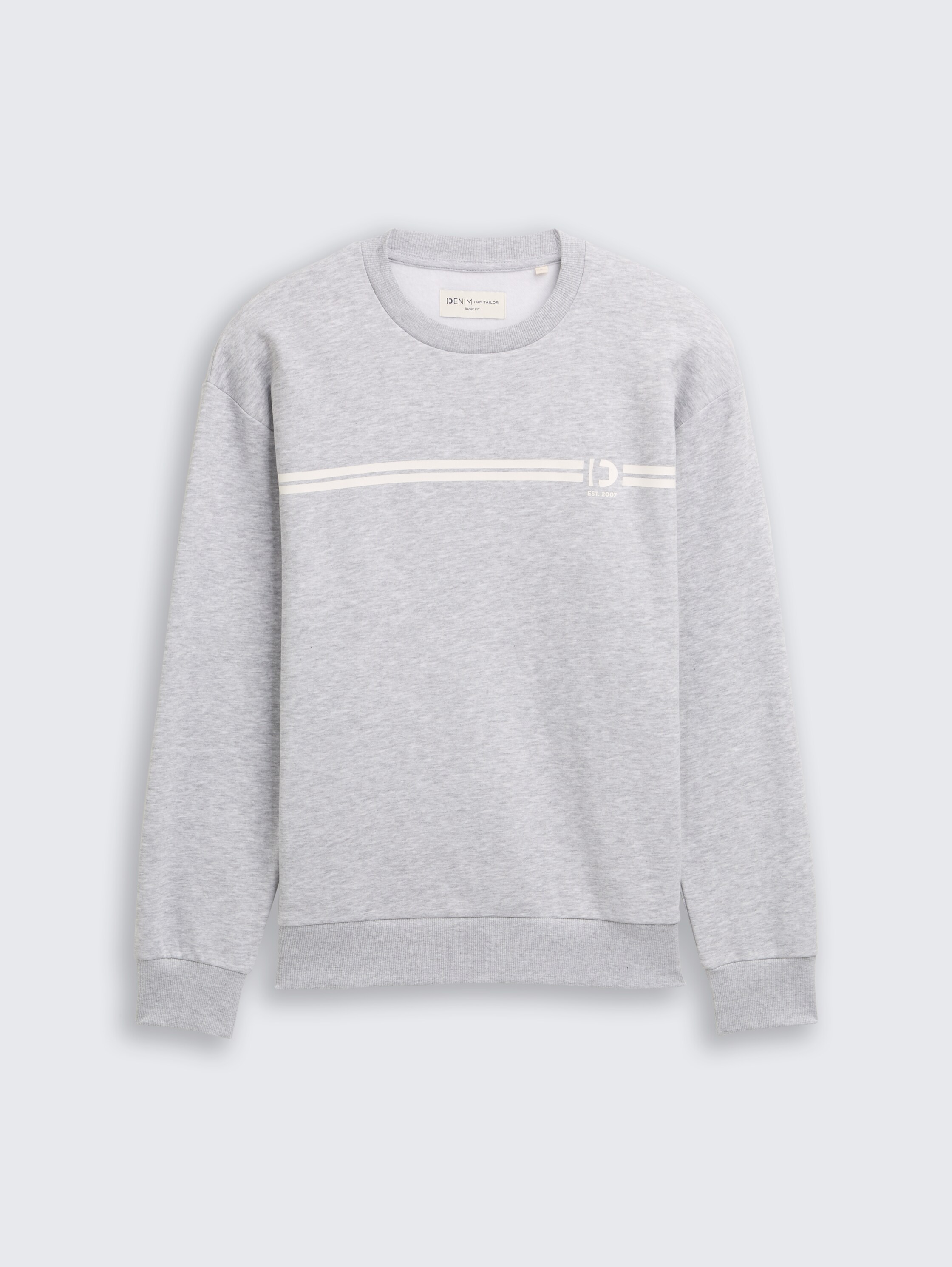 Crewneck Sweatshirt mit Print - Light Stone Grey Melange - Vorder-Produkt-Ansicht