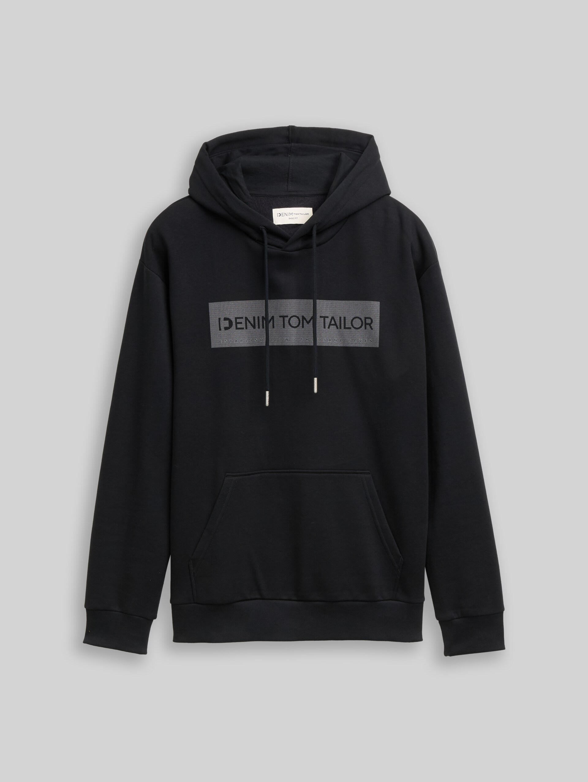 Hoodie with a print - Night Watch Black - Front product view