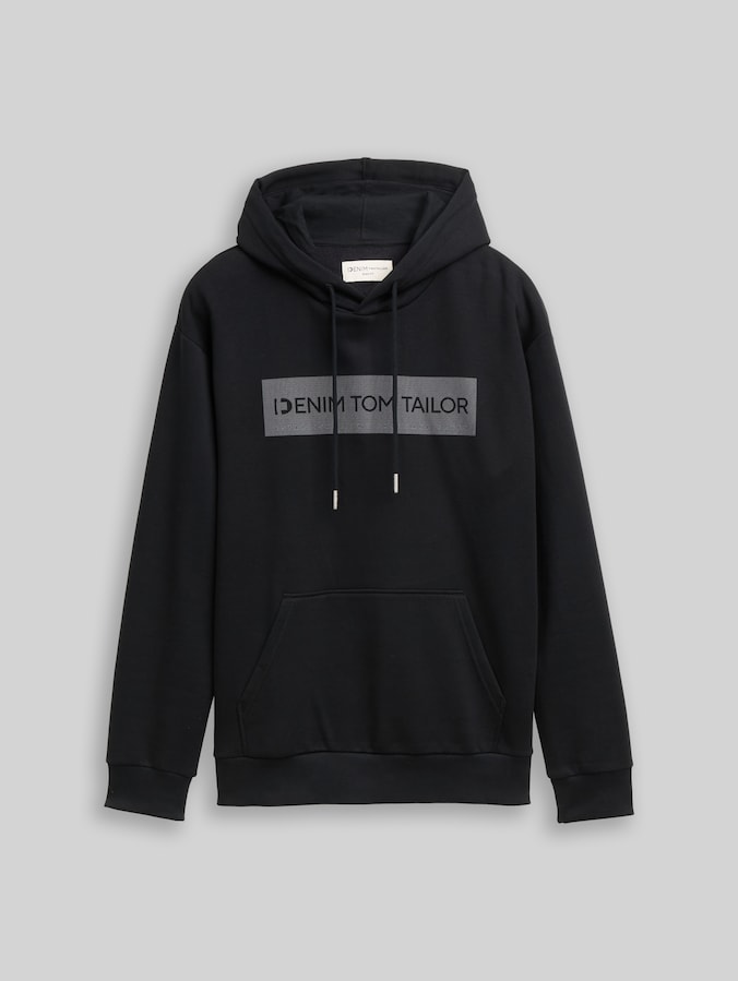 Sweat à capuche imprimé par Denim Male, Night Watch Black