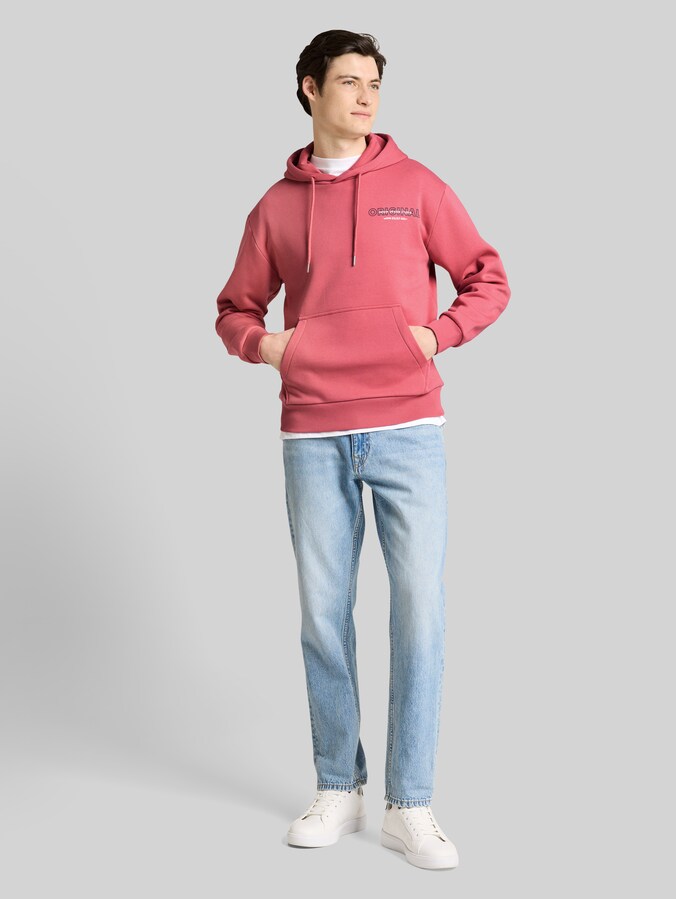 Sweat à capuche avec impression par Denim Male, baroque rose