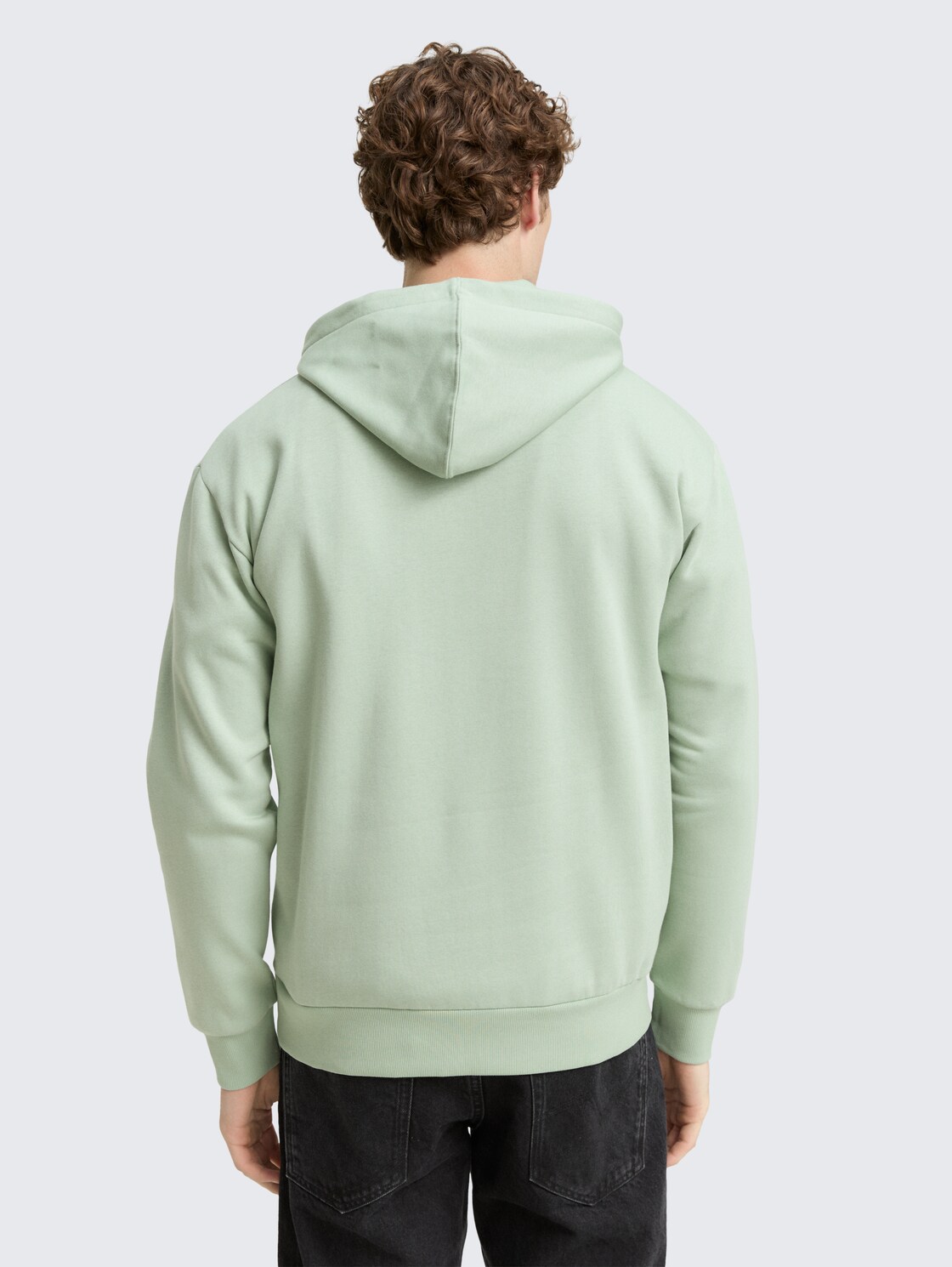 Hoodie Sweatshirt mit Print - Fresh Mint Green - Auschnitt Model-Rückansicht