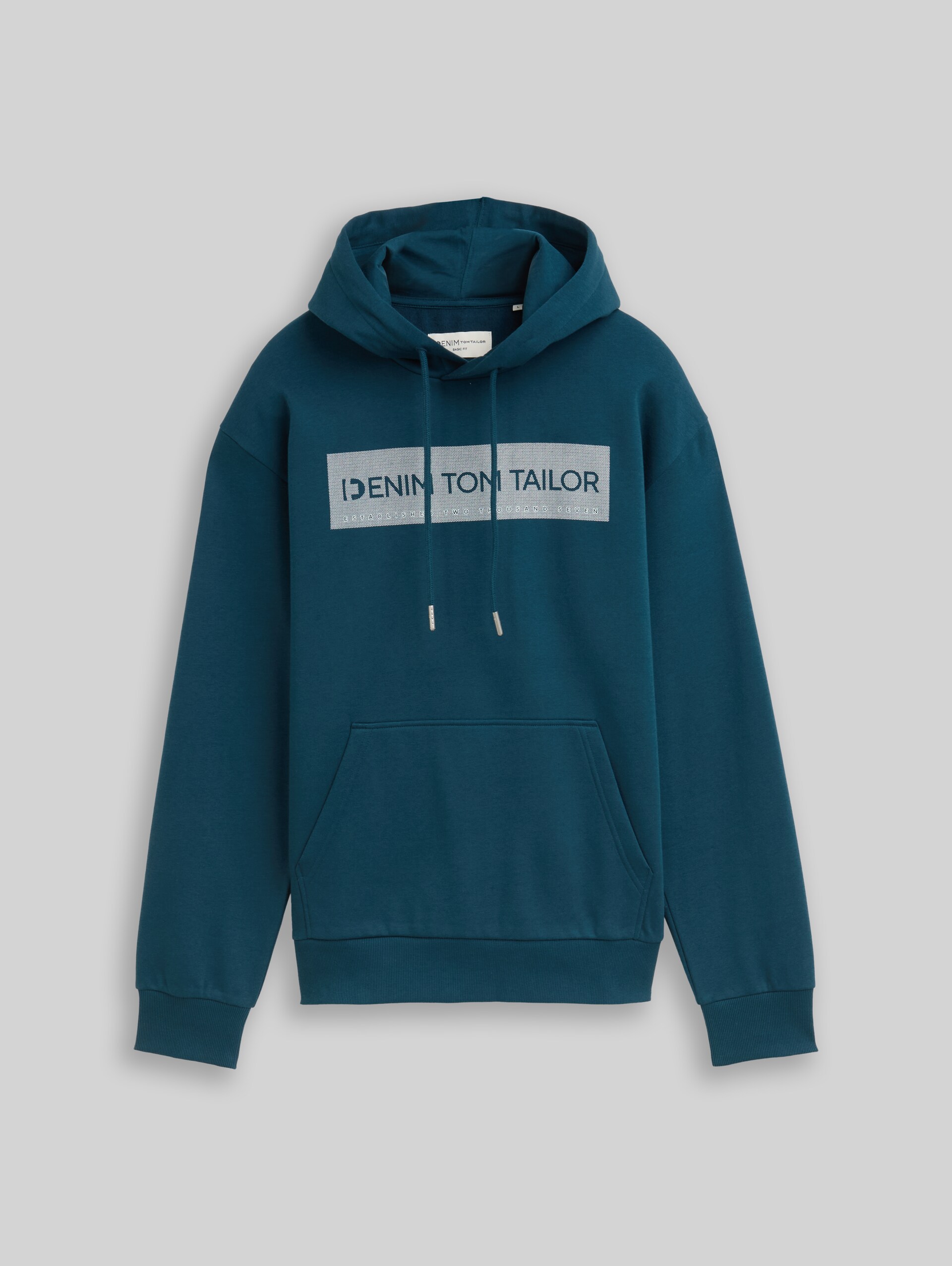 Hoodie with a print - deep pond green - Front product view