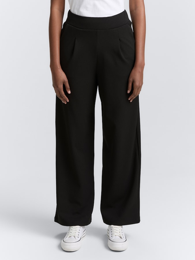 Wide leg trousers by Denim Female, deep black