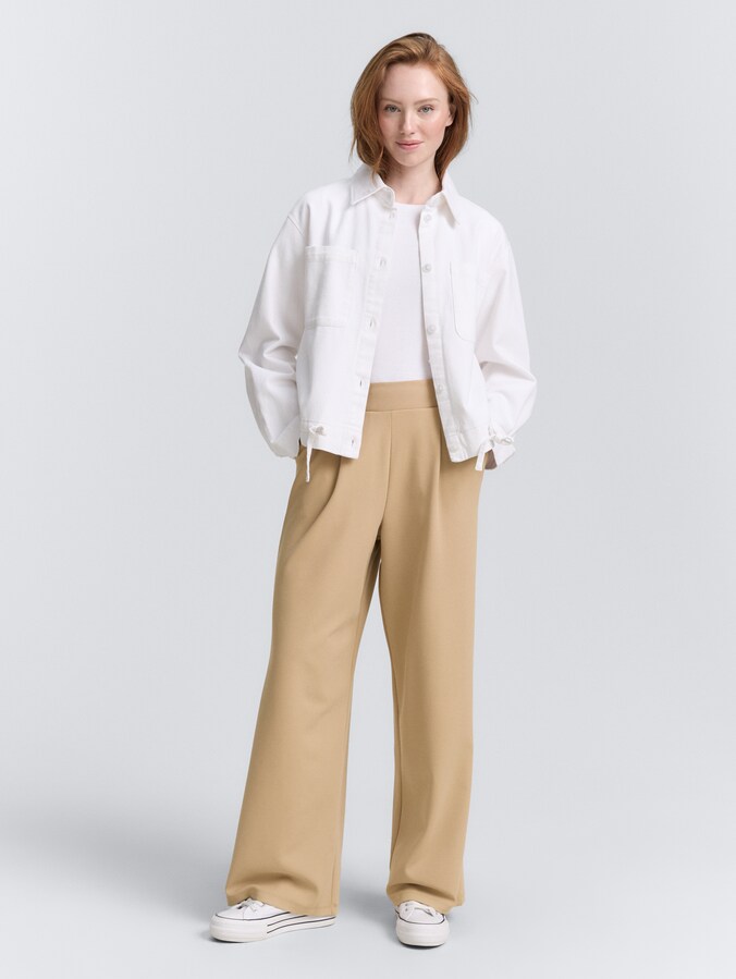 Pantalon à jambes larges par Denim Female, tan brown