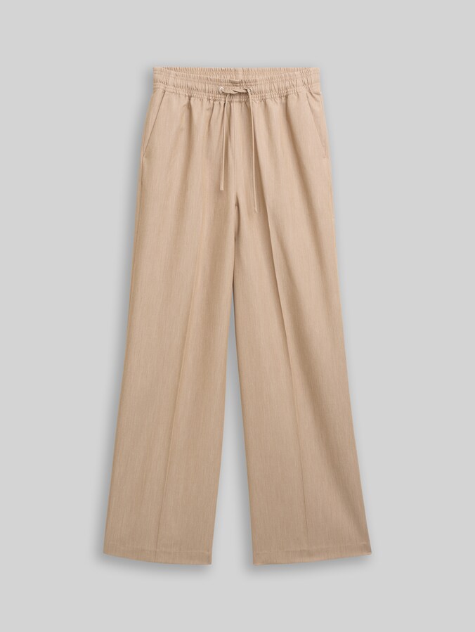 Wide Leg Hose mit Kordelzug von Denim Female, intense beige melange