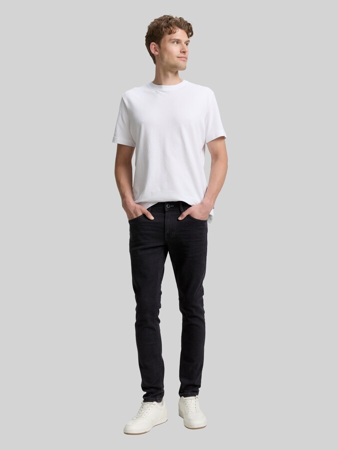TTTROY SLIM jeans met stretch door Men, clean rinsed black denim