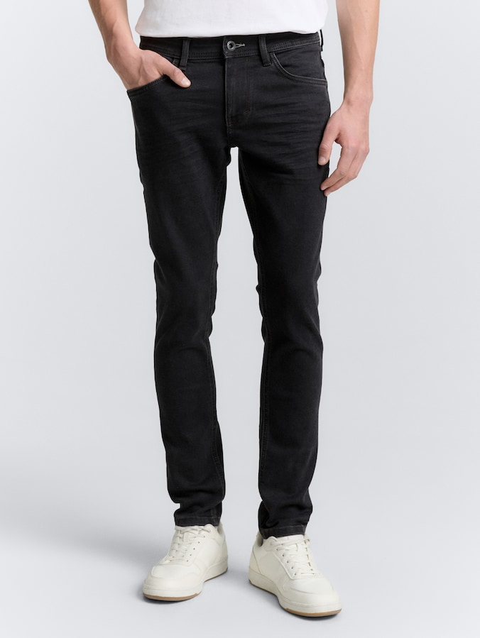 TTTROY SLIM jeans met stretch door Men, clean rinsed black denim