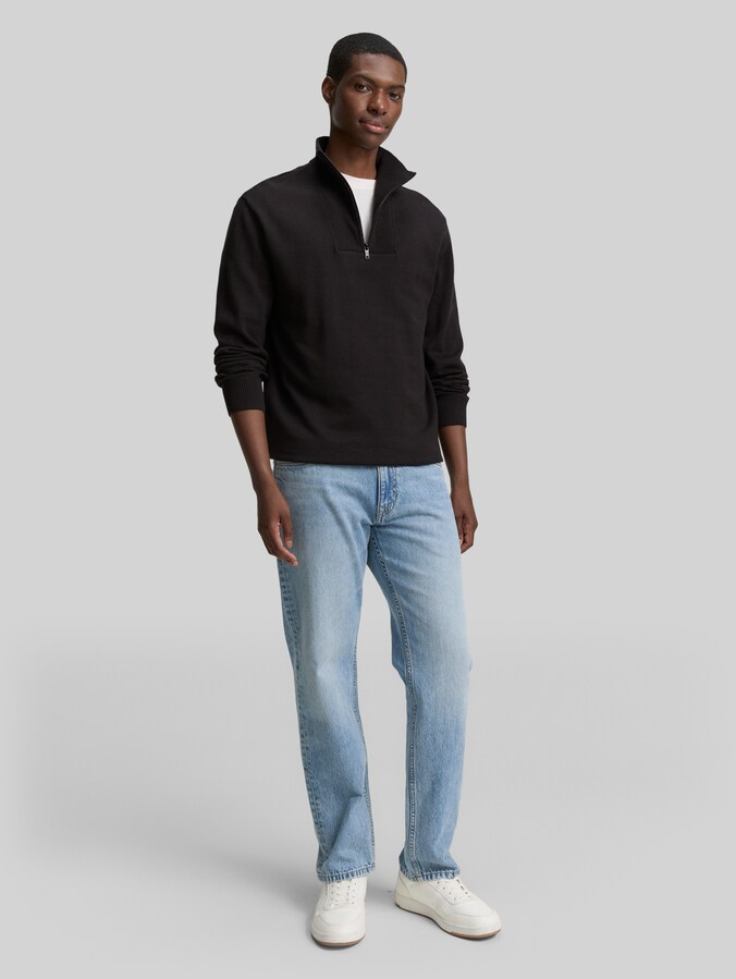 Troyer Strickpullover aus Baumwolle von Denim Male, Night Watch Black
