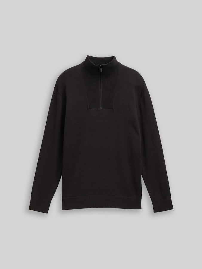 Pull-over en coton Troyer par Denim Male, Night Watch Black