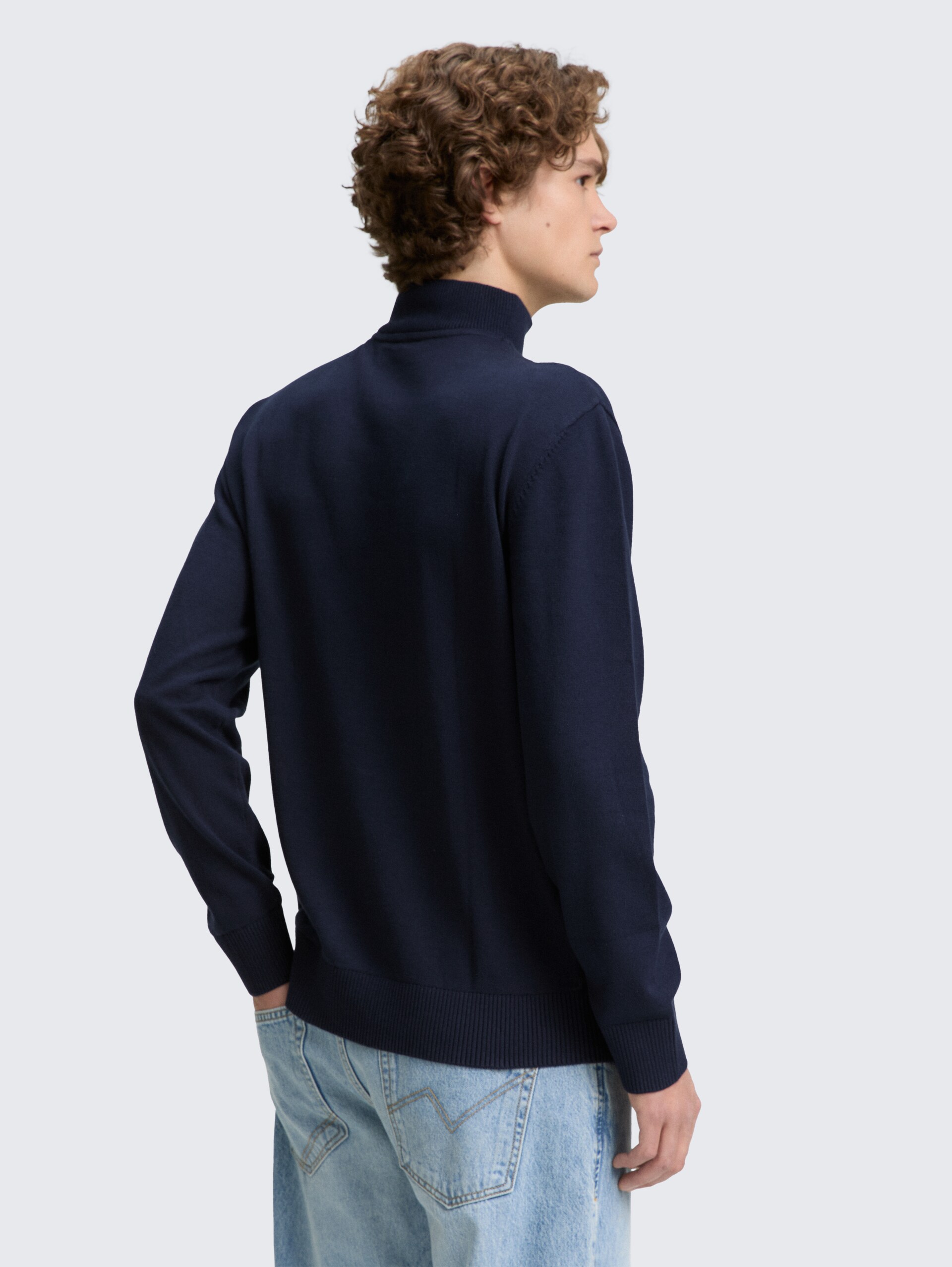 Troyer Strickpullover aus Baumwolle - sky captain blue