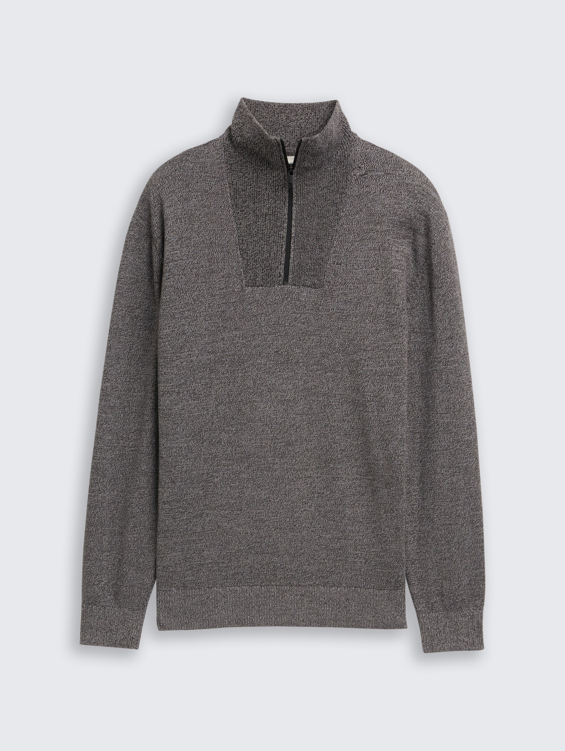 Troyer Strickpullover aus Baumwolle - Black Grey Mouline
