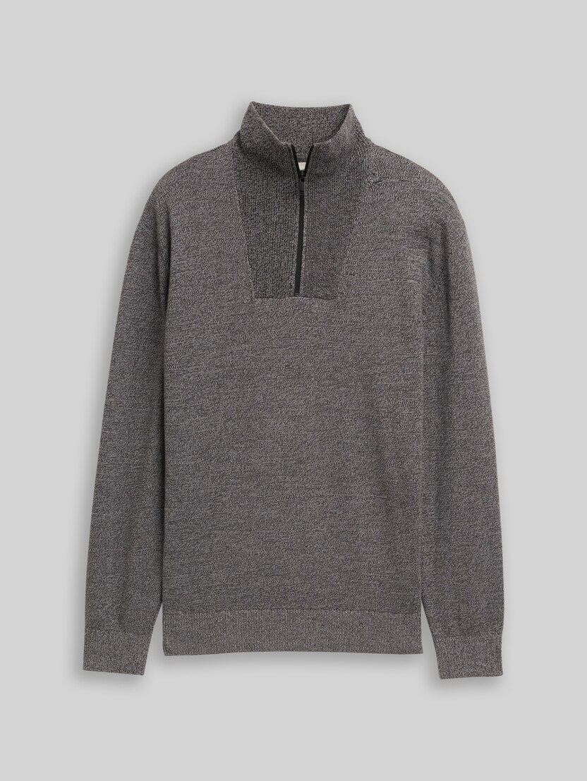 Troyer-trui van katoen door Denim Male, Black Grey Mouline