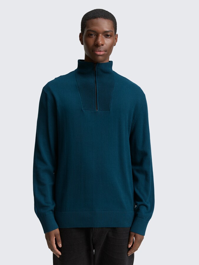 Troyer Strickpullover aus Baumwolle von Denim Male, deep pond green