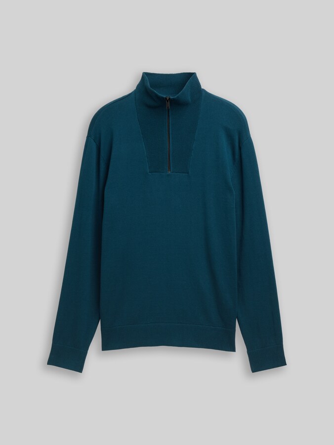 Pull-over en coton Troyer par Denim Male, deep pond green