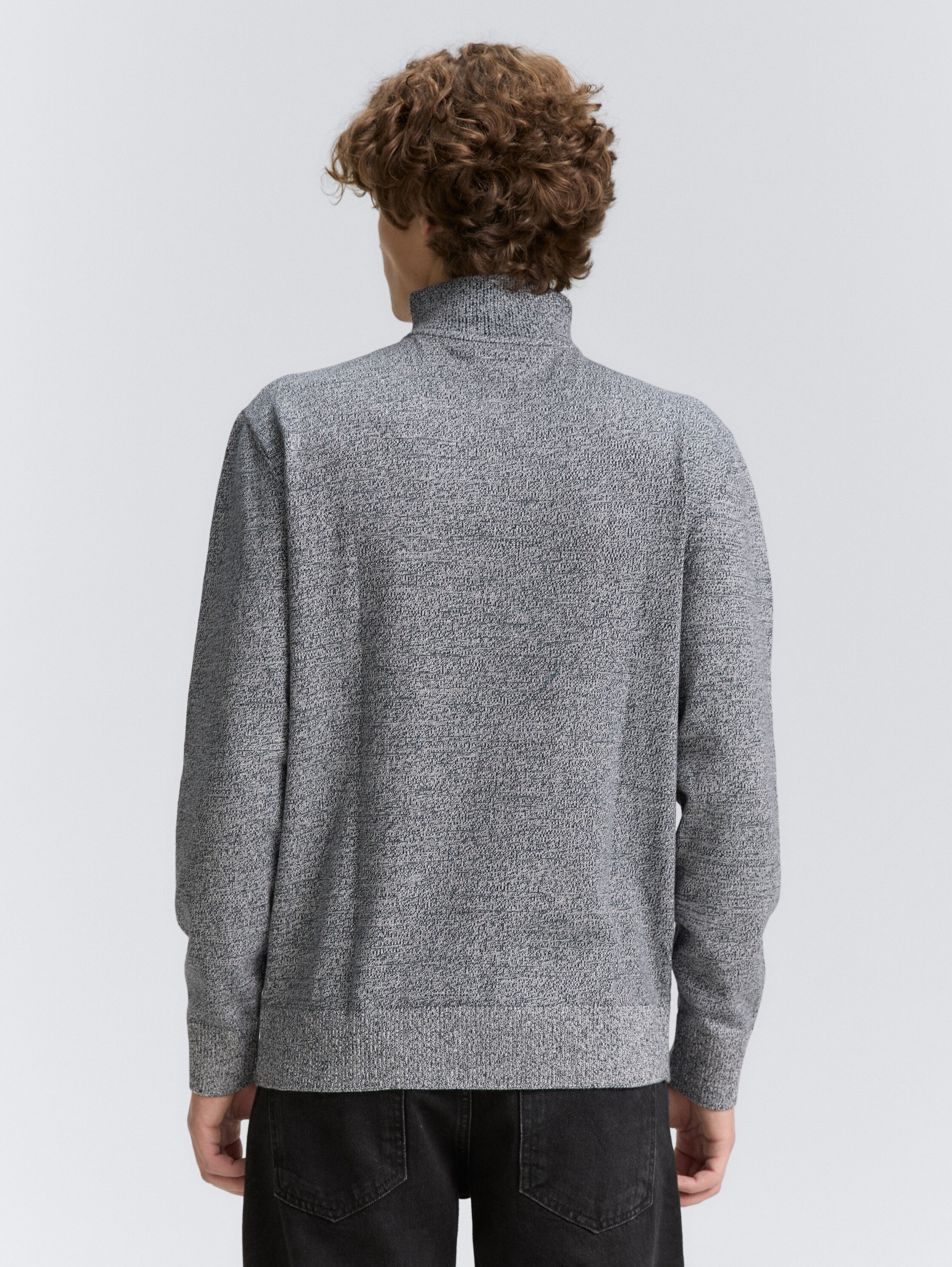 Troyer Strickpullover aus Baumwolle - navy_white_mouline - 