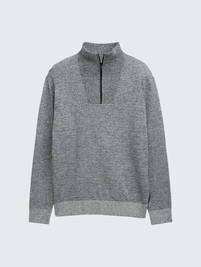 Troyer Strickpullover aus Baumwolle von Denim Male, navy white mouline