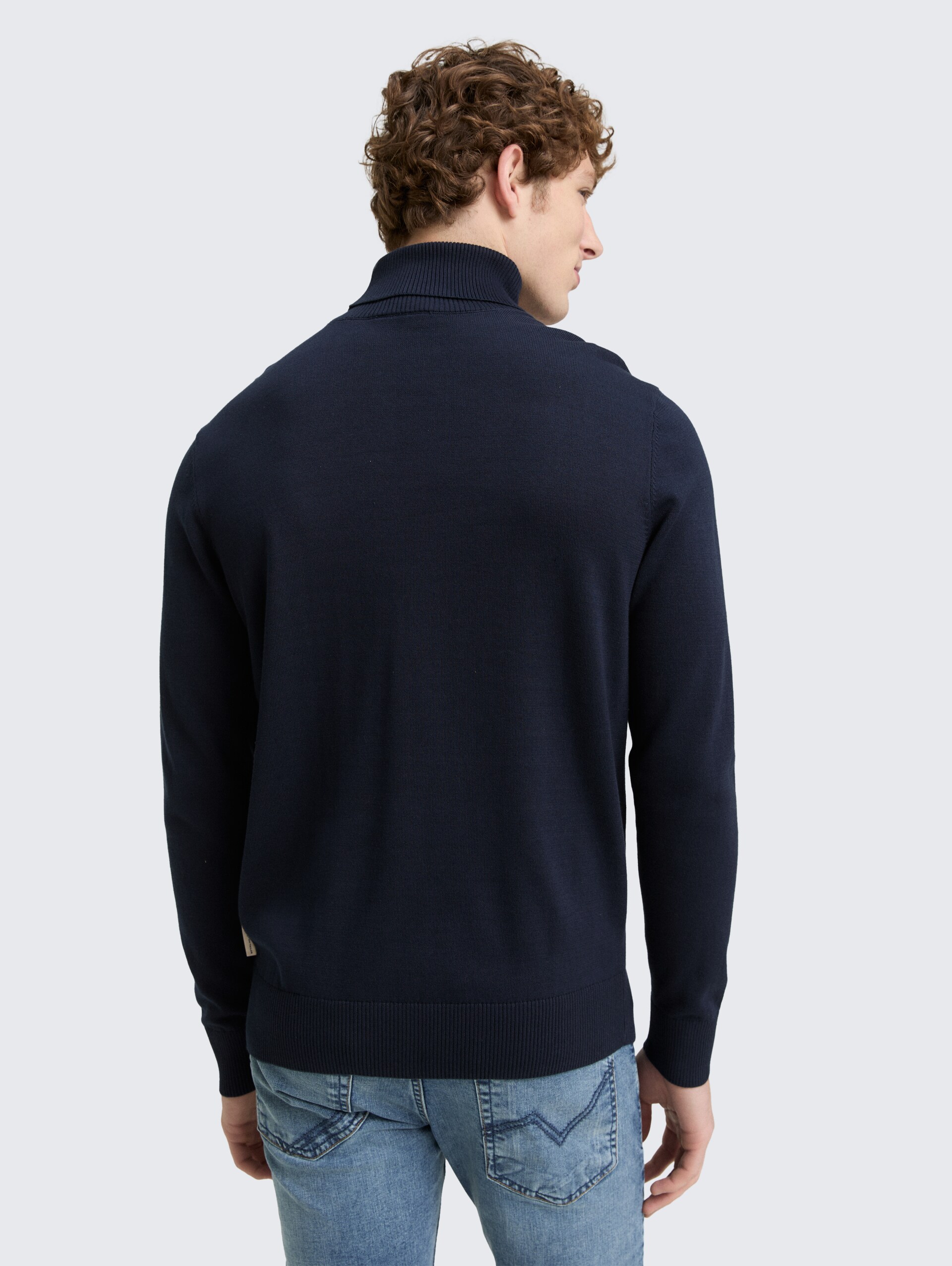 Rollkragenpullover aus Baumwolle - sky captain blue