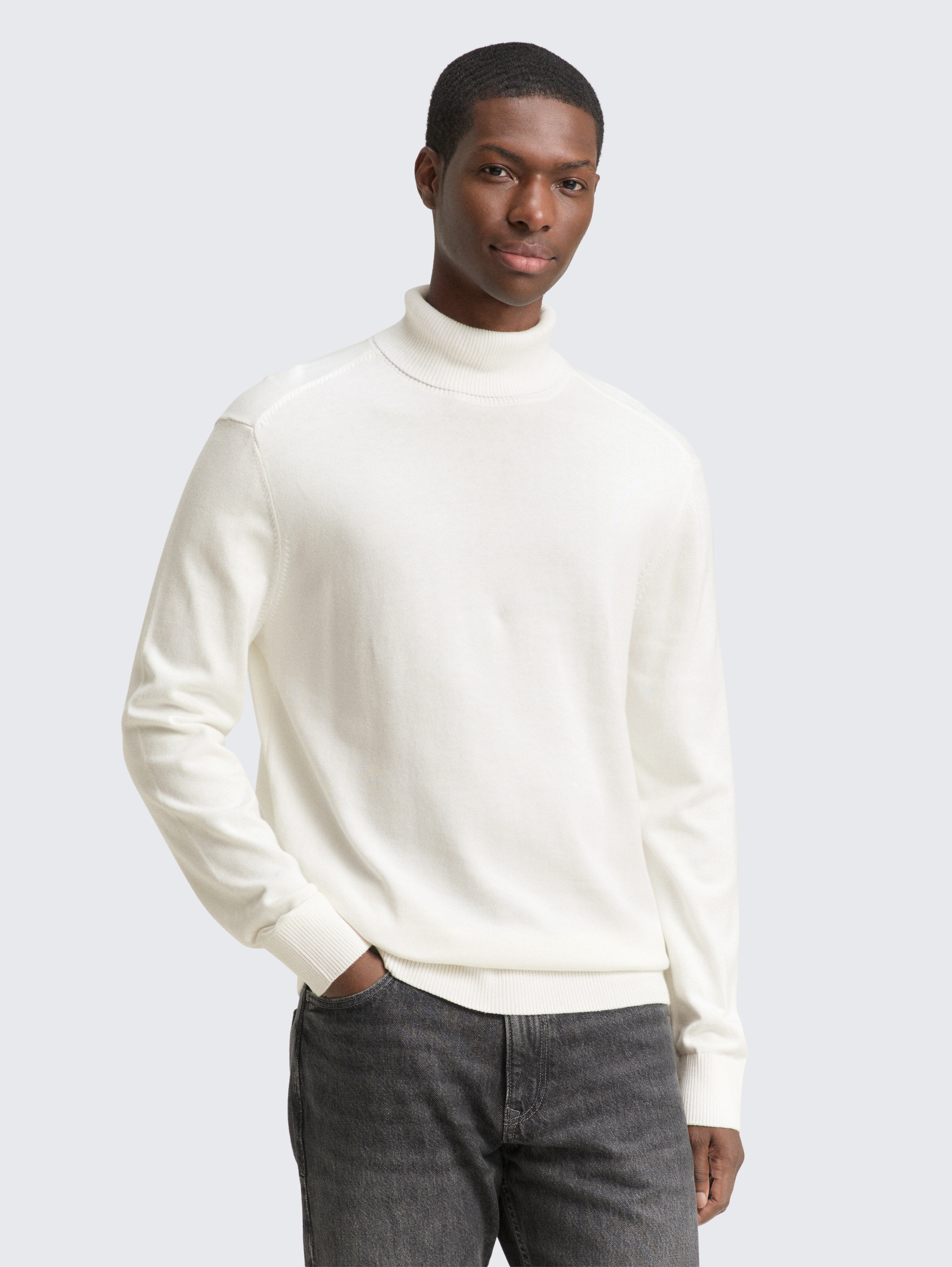 Rollkragenpullover aus Baumwolle von Denim Male, Wool White