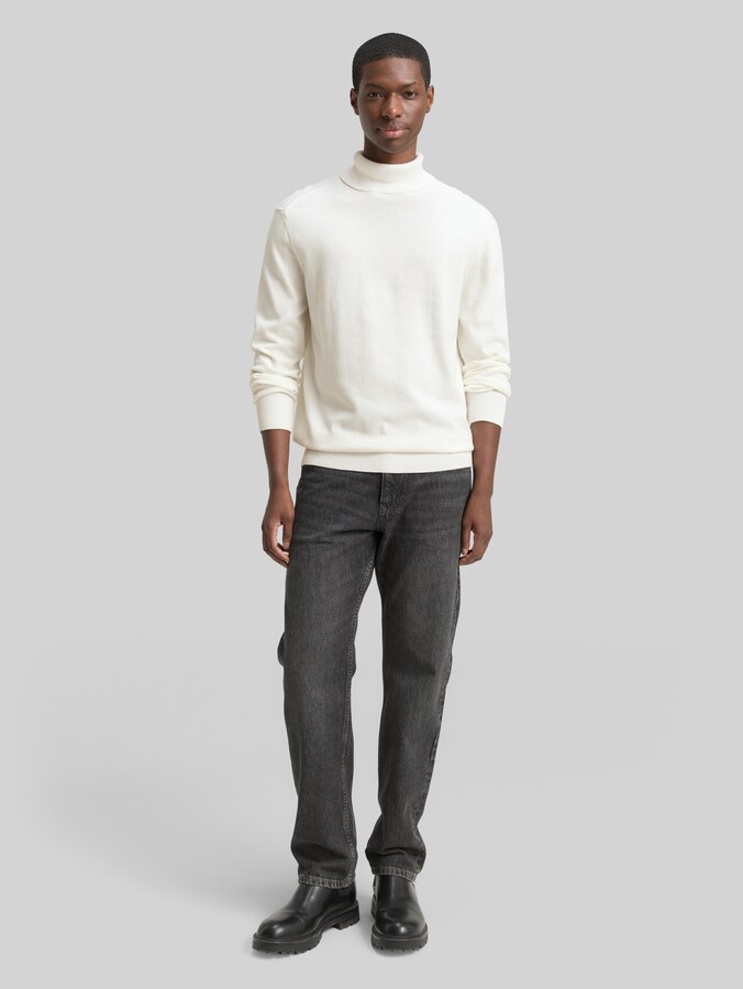 Rollkragenpullover aus Baumwolle von Denim Male, Wool White
