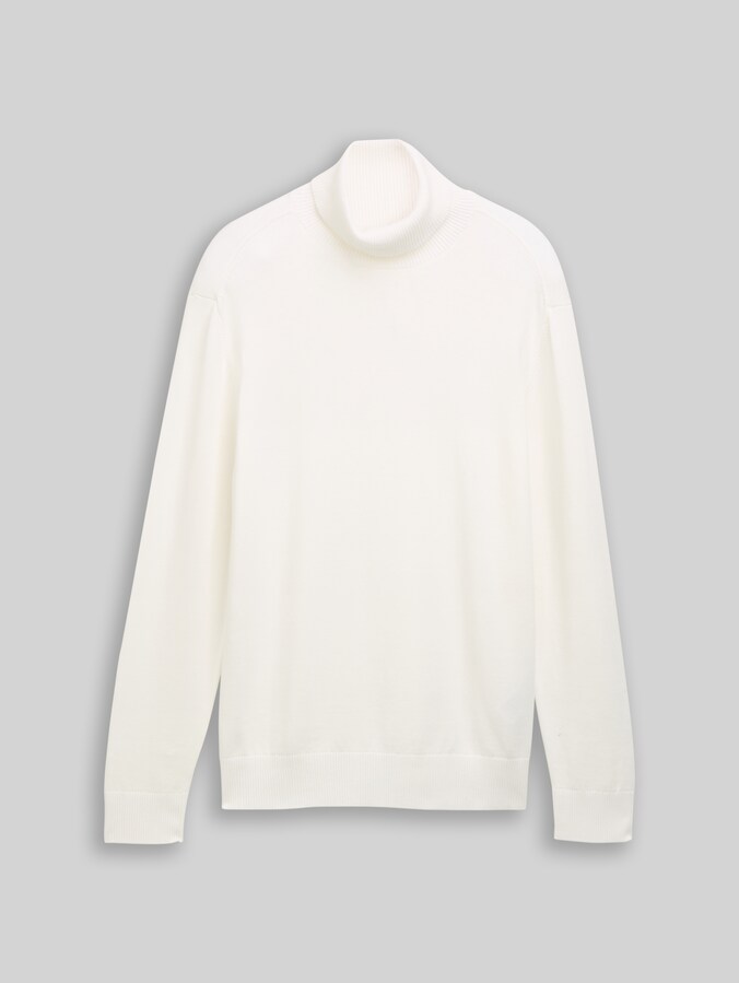 Cotton turtleneck jumper by Denim Male, Wool White