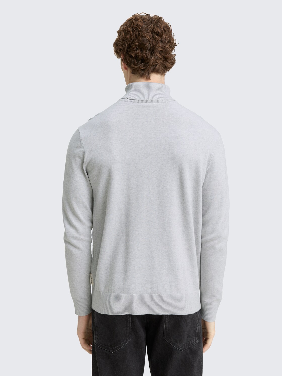 Rollkragenpullover aus Baumwolle - Light Stone Grey Melange