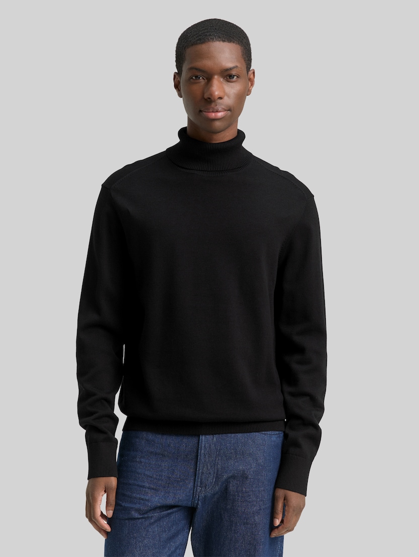 Rollkragenpullover aus Baumwolle von Denim Male, Black