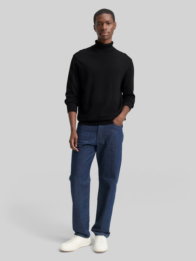 Rollkragenpullover aus Baumwolle von Denim Male, Black