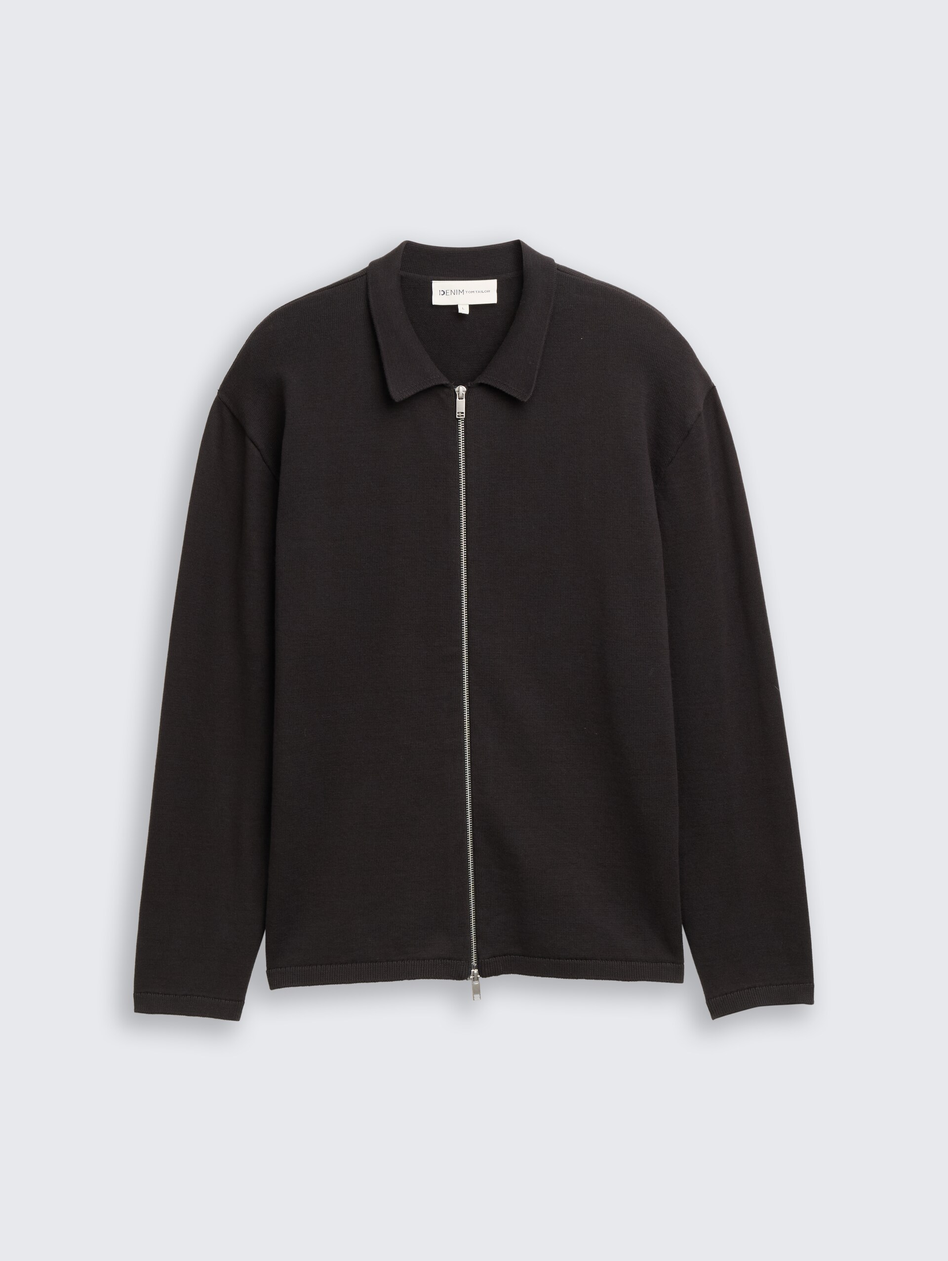 Relaxed Fit Strickjacke mit Reißverschluss - Night Watch Black