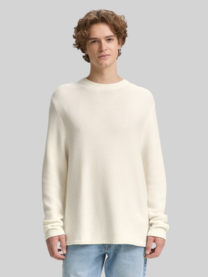 Relaxed Fit Strickpullover von Denim Male, Gardenia White