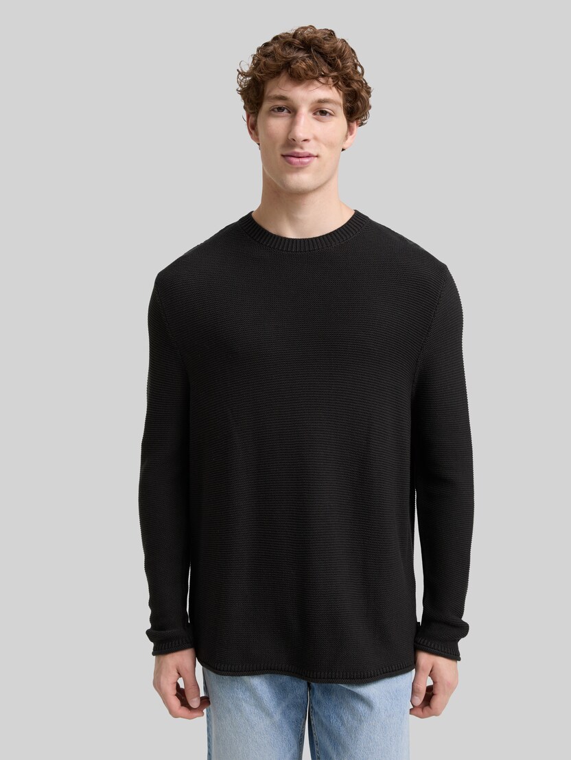 Relaxed Fit Strickpullover von Denim Male, Night Watch Black