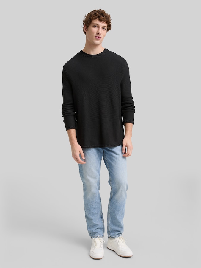 Relaxed fit knitted jumper by Denim Male, Night Watch Black