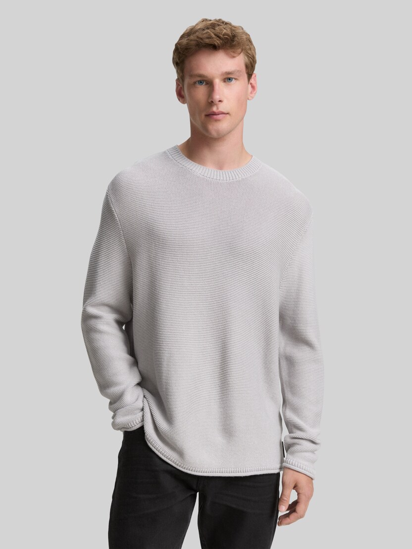 Relaxed Fit Strickpullover von Denim Male, Light Stone Grey Melange