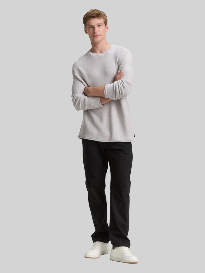 Relaxed fit knitted jumper by Denim Male, Light Stone Grey Melange