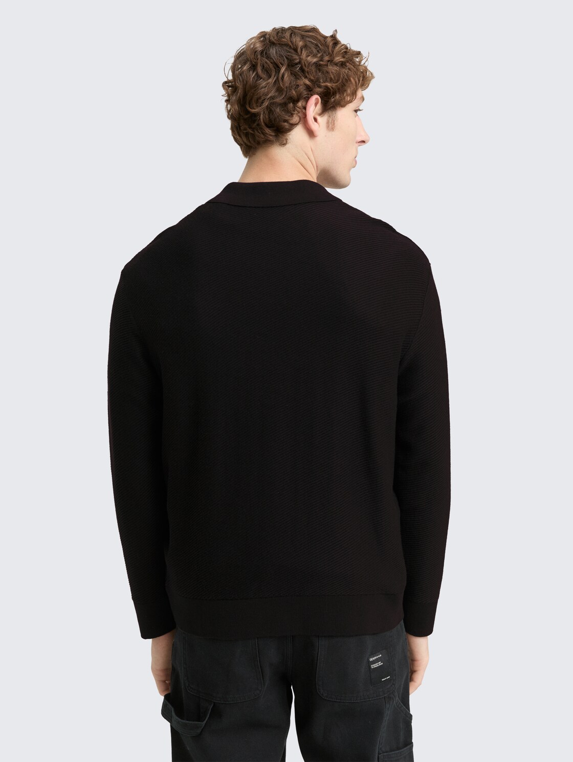 Relaxed Fit Strick-Poloshirt - Black