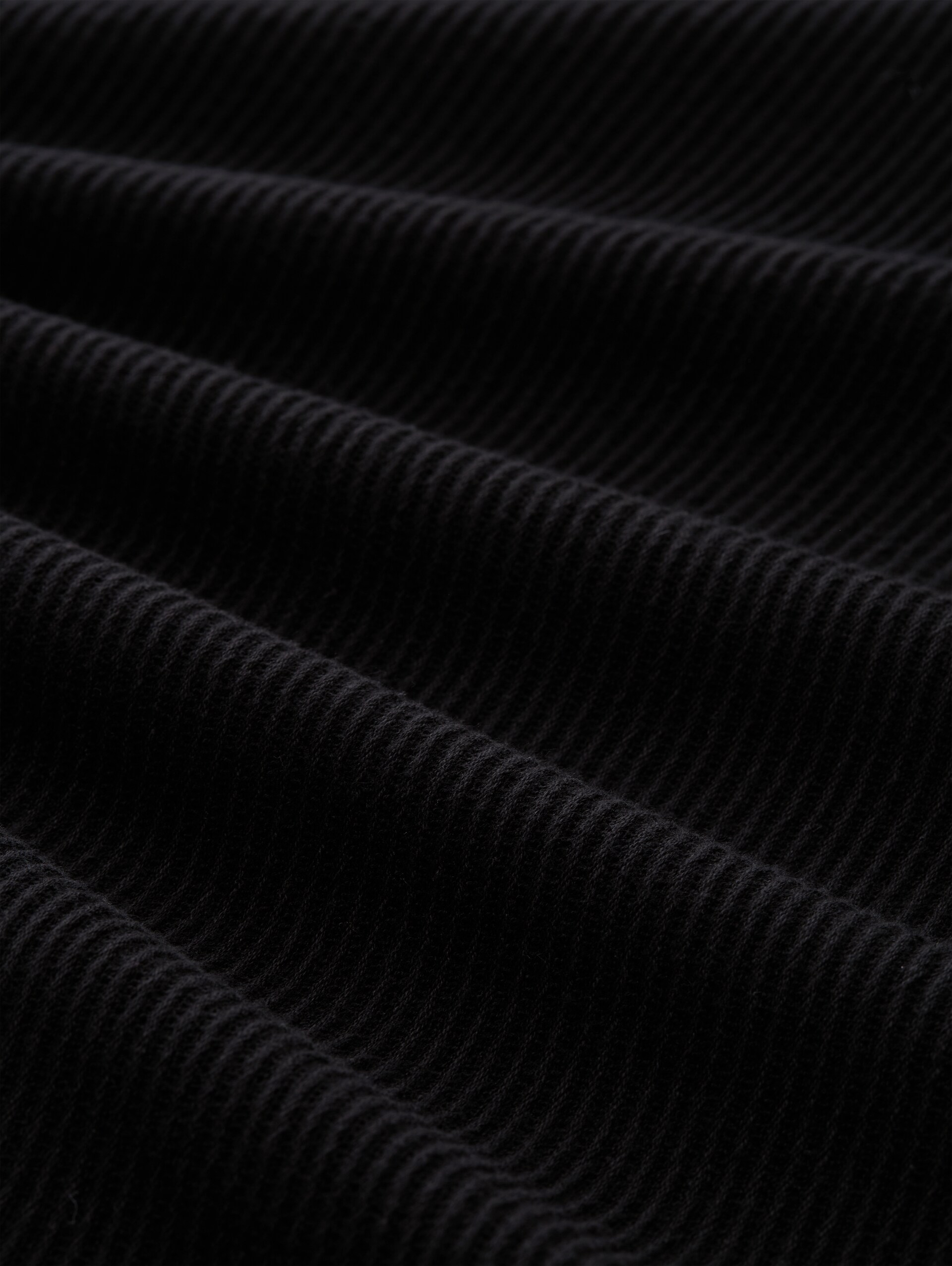 Relaxed Fit Strick-Poloshirt - Black - Material-Ansicht