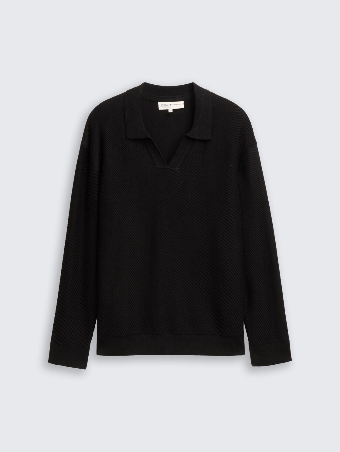 Relaxed Fit Strick-Poloshirt - Black