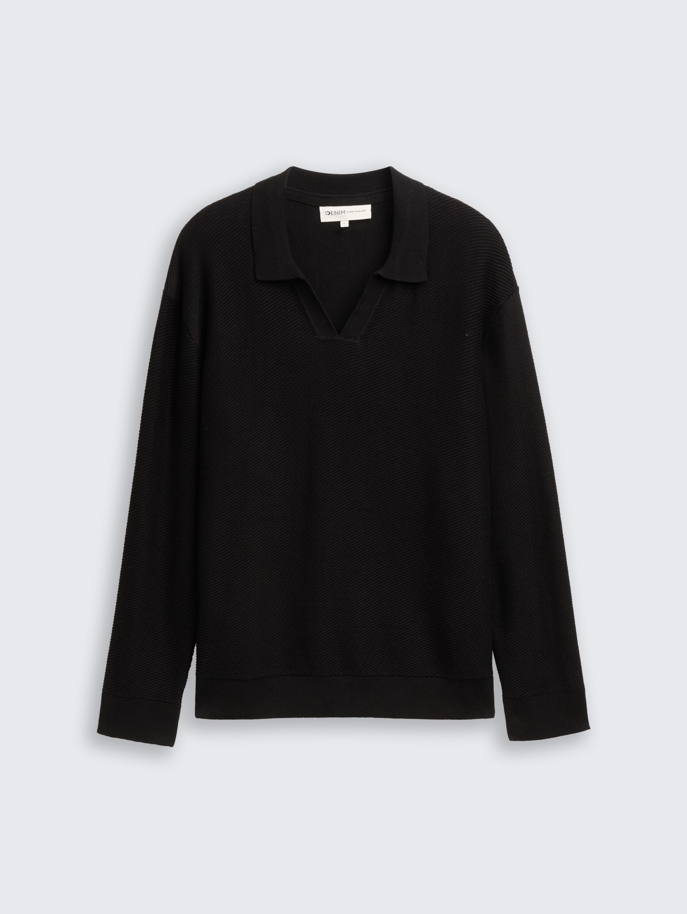 Relaxed Fit Strick-Poloshirt - Black