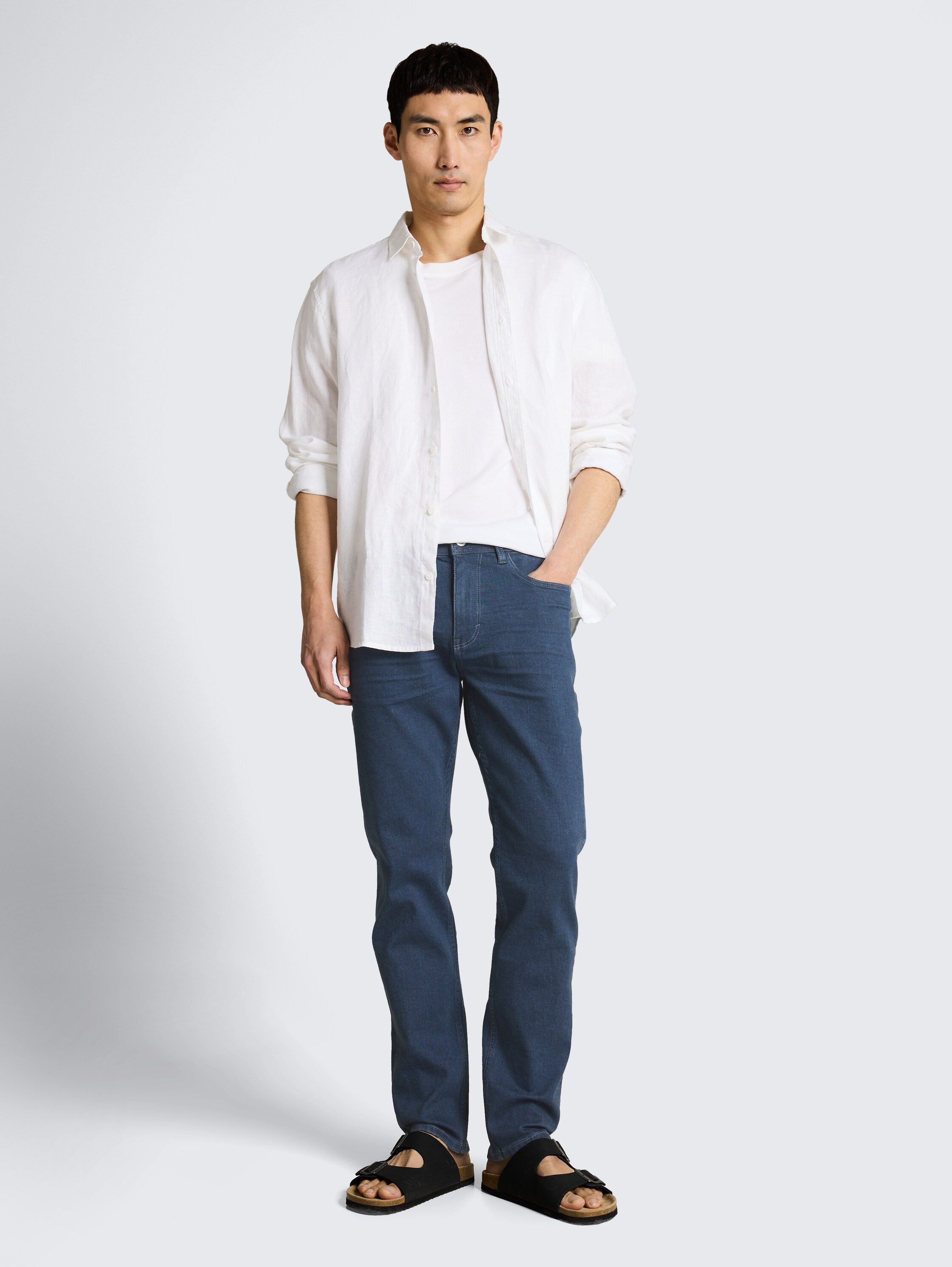 TTJOSH REGULAR SLIM jeans met stretch - rinsed blue grey denim - Model vooraanzicht