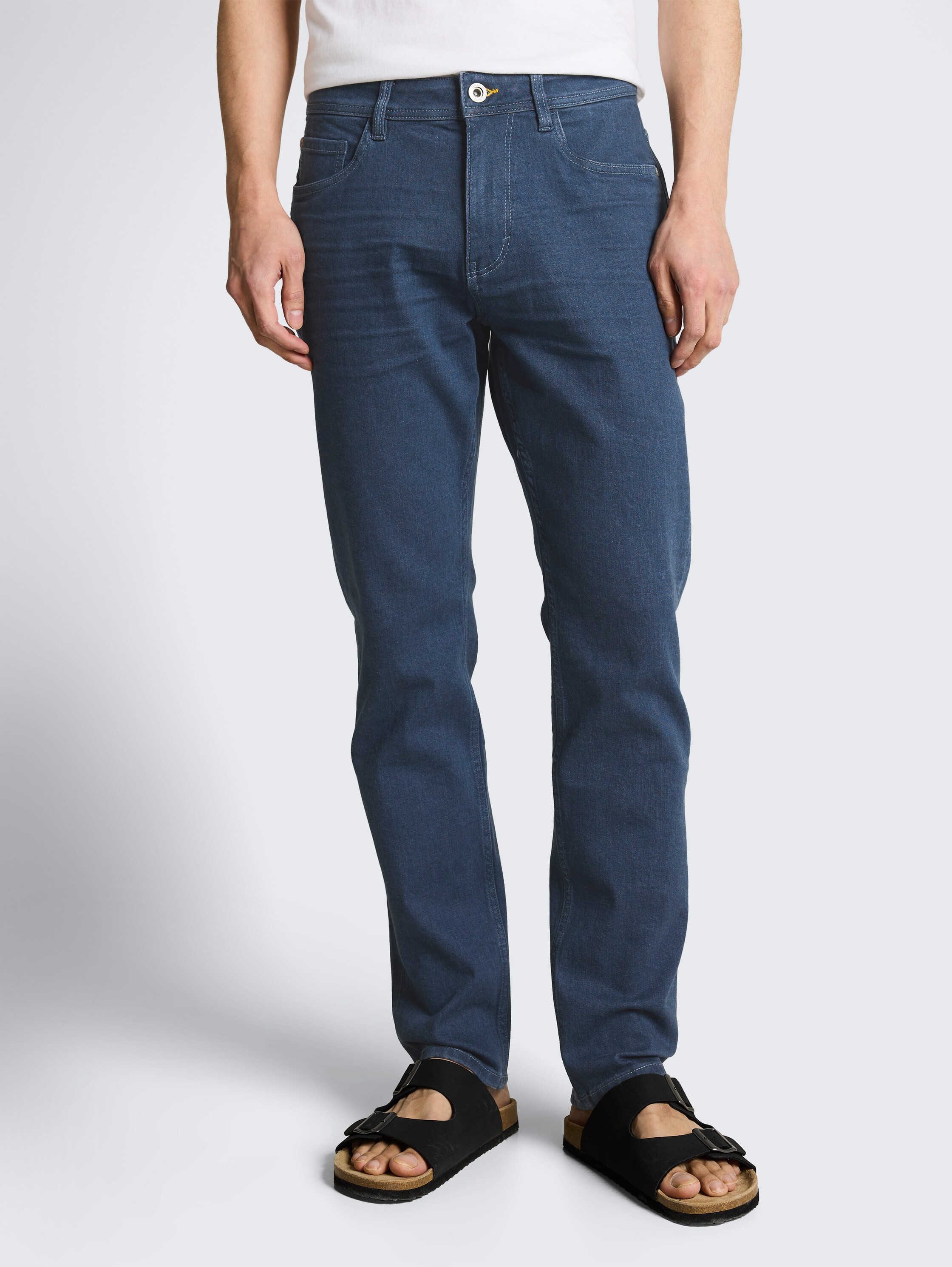 TTJOSH REGULAR SLIM jeans met stretch - rinsed blue grey denim - Nek model vooraanzicht