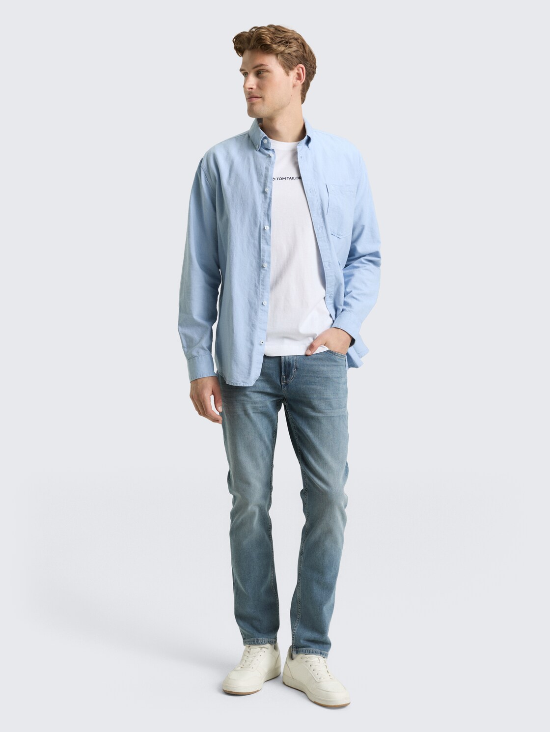 TTJOSH REGULAR SLIM Jeans mit Stretch - light stone blue grey denim - Model-Vorderansicht
