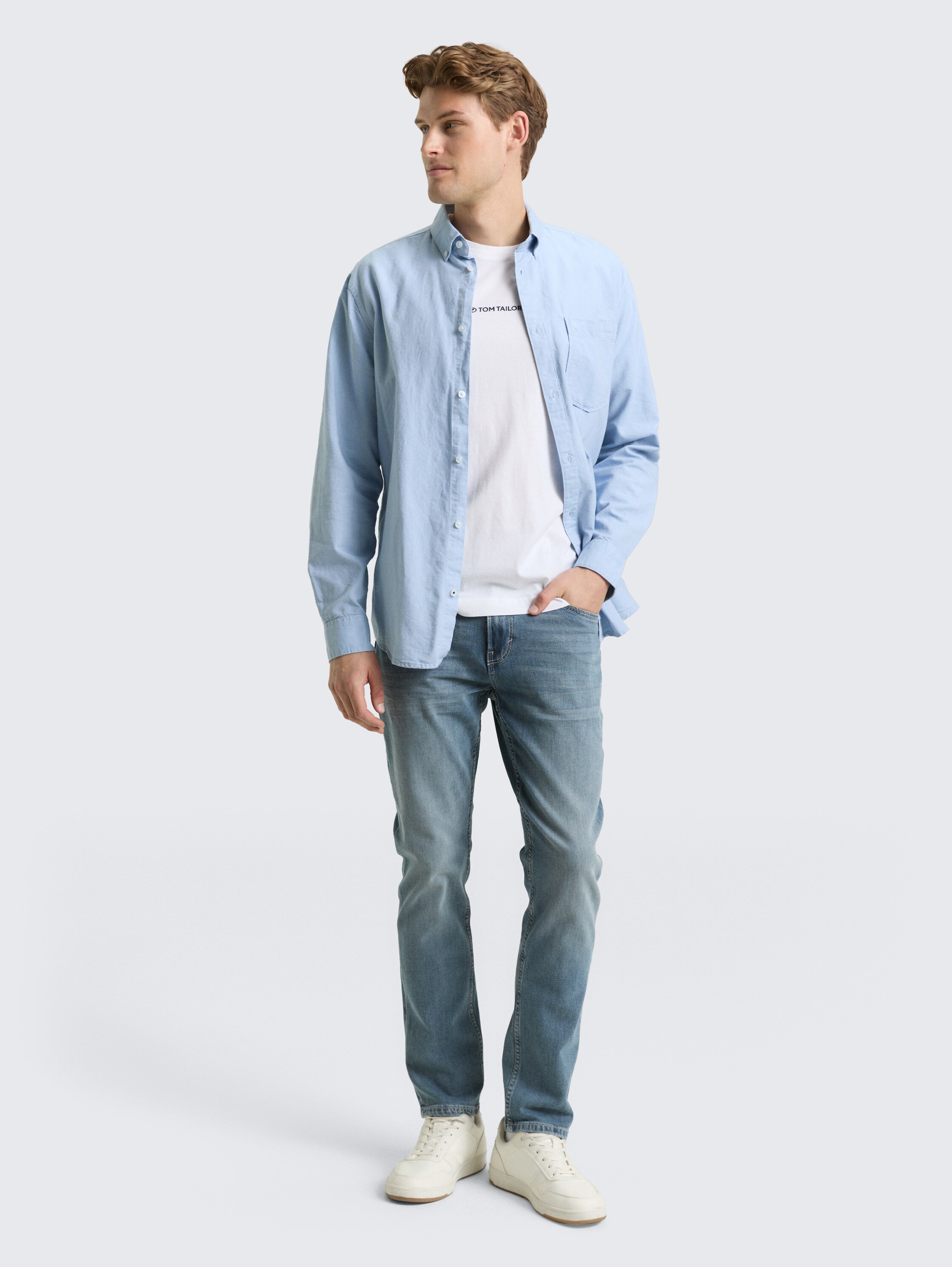 TTJOSH REGULAR SLIM Jeans mit Stretch - light stone blue grey denim - Model-Vorderansicht