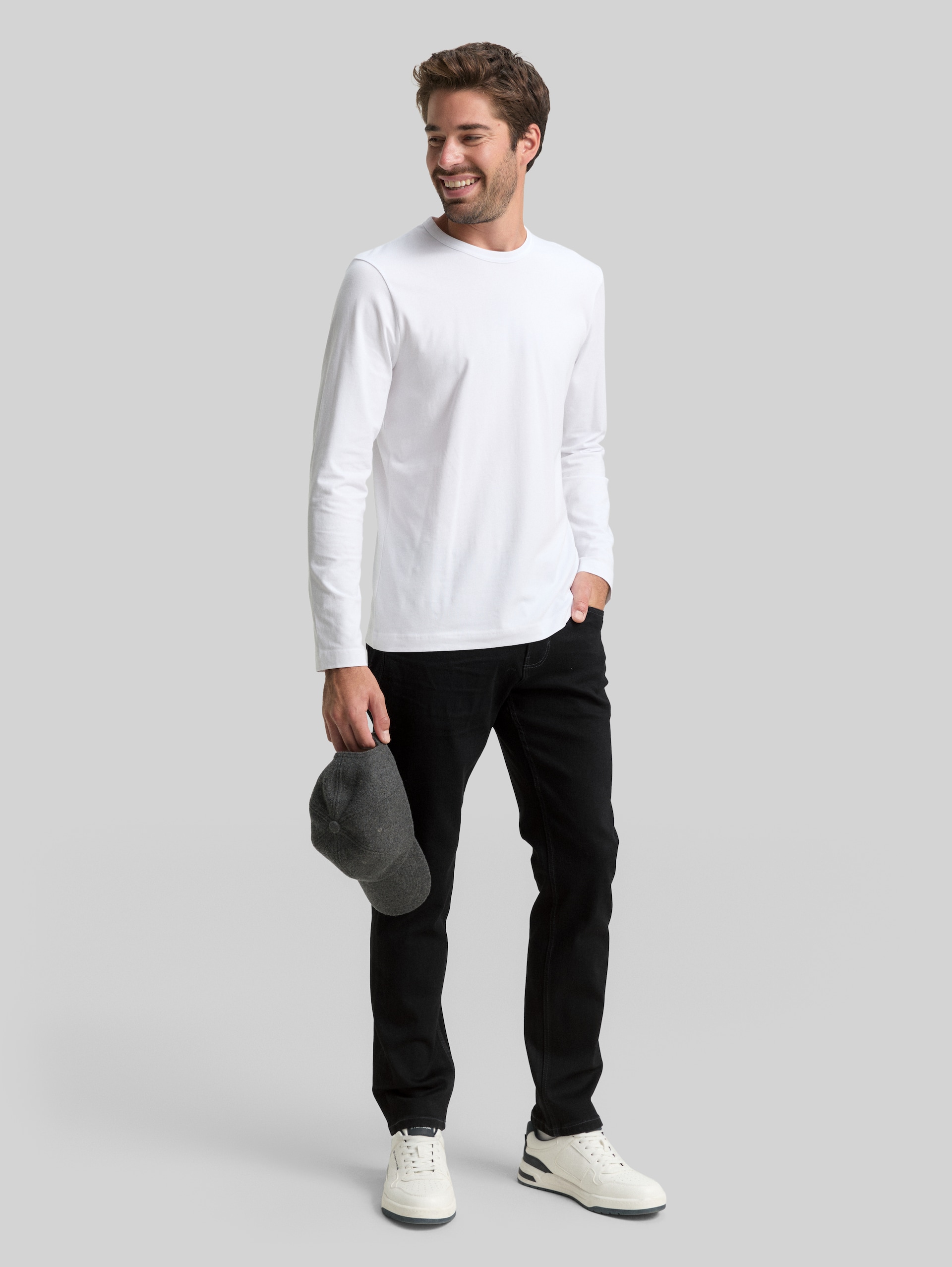 Jeans TTJOSH REGULAR SLIM stretch - black denim - Vue de face du modèle