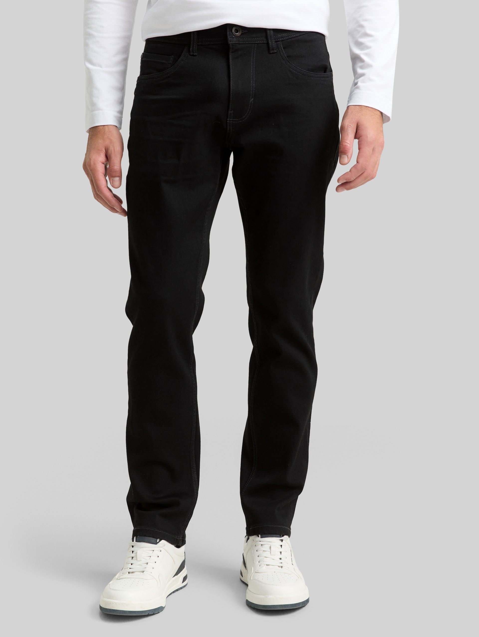Jeans TTJOSH REGULAR SLIM stretch - black denim - Découpe Vue de face du modèle