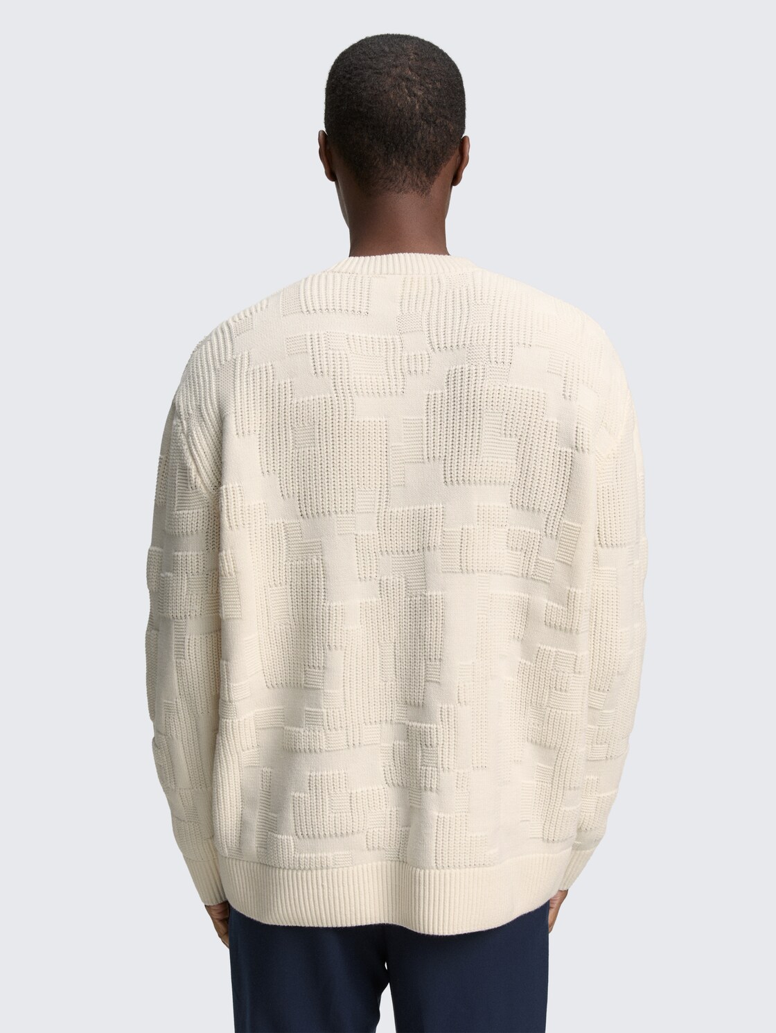 Loose Fit Strickpullover mit Muster - Gardenia White