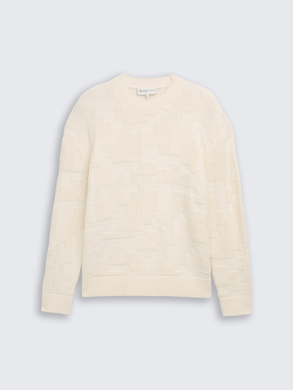 Loose Fit Strickpullover mit Muster - Gardenia White